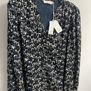 TORY BURCH ~ NWT Caralyn Floral Blue and Cream Blouse